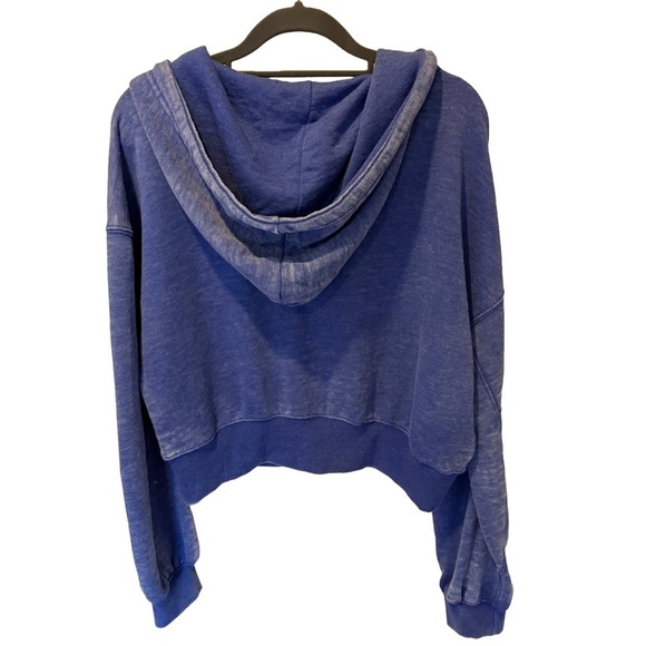 We The Free (Free People) Cropped V-Neck Hoodie - Blue - Size Extra Small - Picture 3 of 12